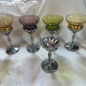 4 Cambridge Glass Farber Bros Krome Craft 1950s Art Deco Glasses